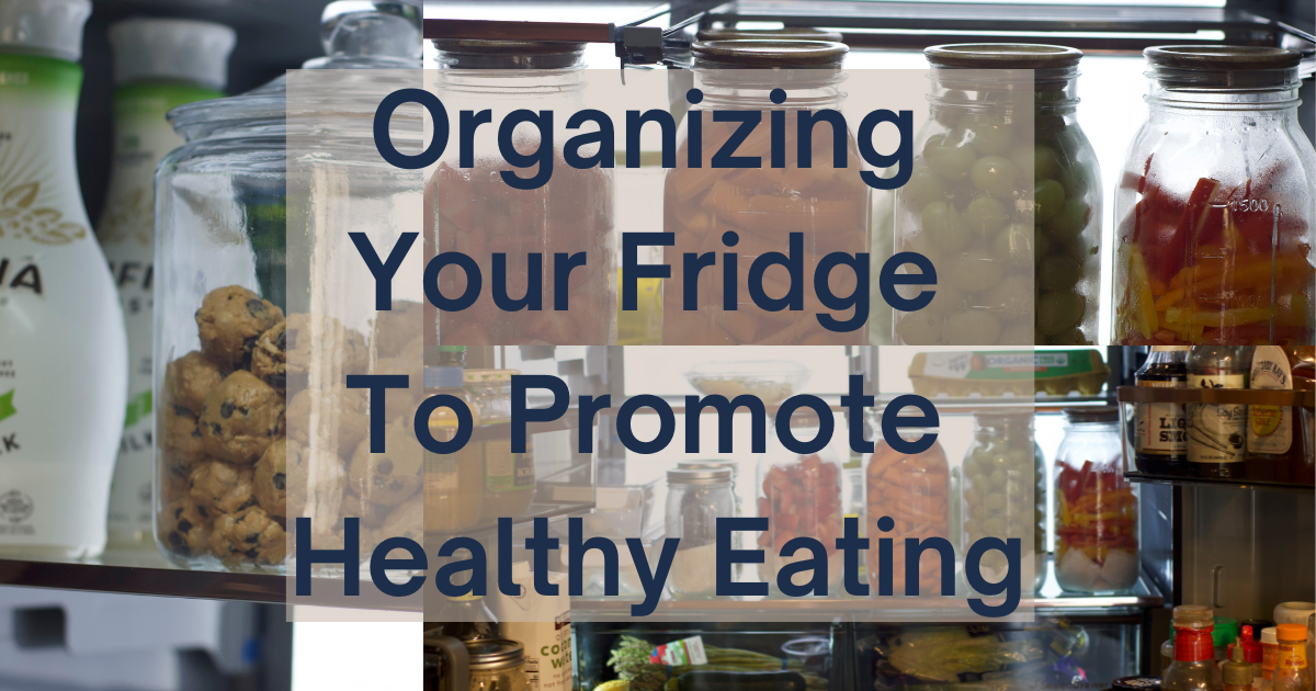 fridge organization with protein balls, prepped fruit and veggies