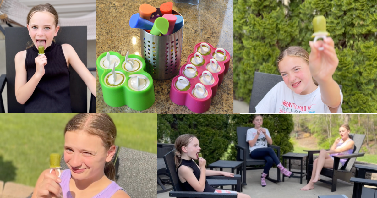 breakfast popsicles being eaten by three girls